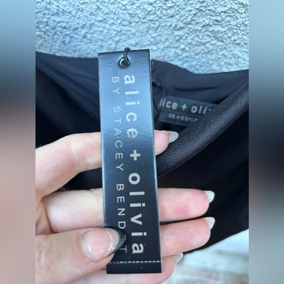 Alice + Olivia HARMONY MINI SLIP DRESS In Black New with Tags! - Picture 6 of 9